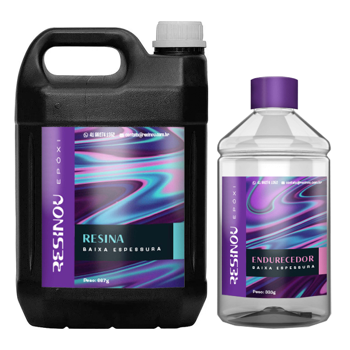 Resina para madeira e artesanato transparente com endurecedor - kit de 3 kg