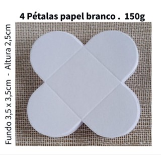 1000 Forminhas Papel branco 150g - 3,5 x 3,5 x 2,5cm - 4 Pétalas, Caixeta