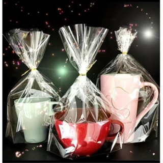 100/50 saquinho poli para canecas xicaras copos twists balde de pipoca saco plástico transparente pp tipo celofane em Oferta na Shopee