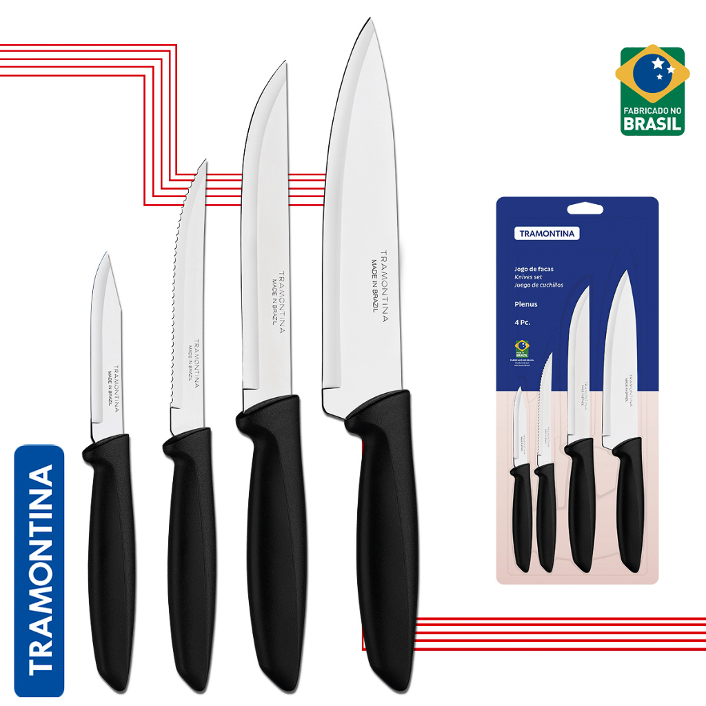 Jogo Facas Inox 4 Peças Plenus Tramontina em Oferta na Shopee