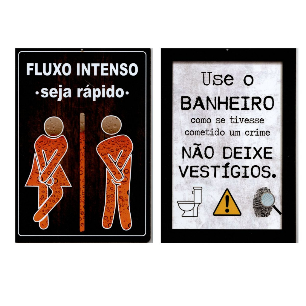 Placas Quadro Decorativo Sinalização de Banheiro Fluxo Intenso Não Deixe Vestigios em Oferta na Shopee