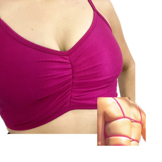 Top Cropped Costa Nua Modelo da gringa ACADEMIA Faixa Top Fitness