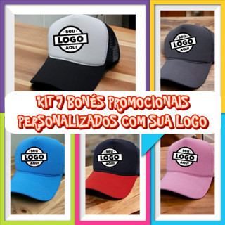 KIT Boné Promocional PERSONALIZADO COM SEU LOGO - Boné trucker telinha aba curva unissex ( Pré-Encomenda até 10 dias úteis )