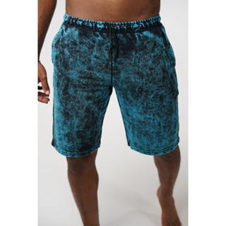 Bermuda Moletom Estilo Estonada Masculina - Shorts Estiloso Homem Dia a Dia Academia Preto Azul Verde com Branco Detalhe em Cadarço