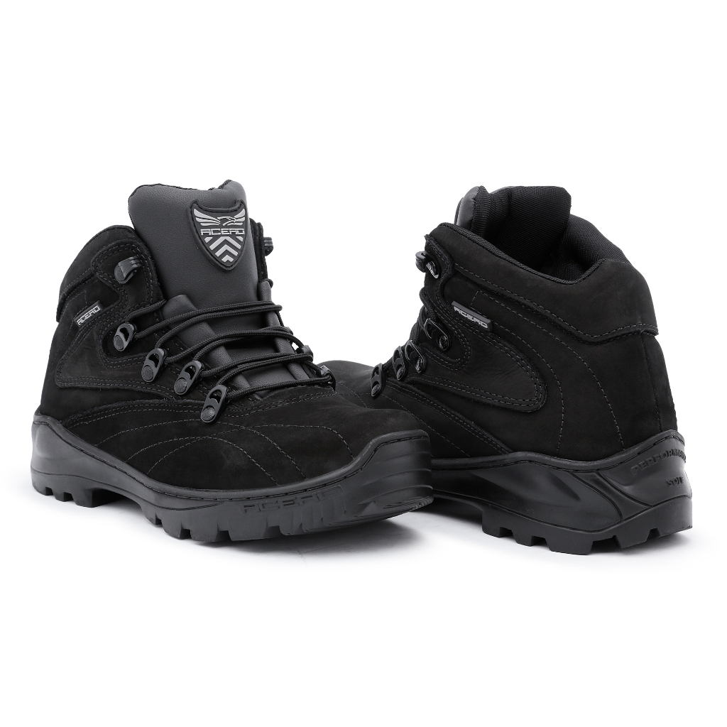 Bota Acero Cano Curto Advanced Coturno Trilha Couro Preto