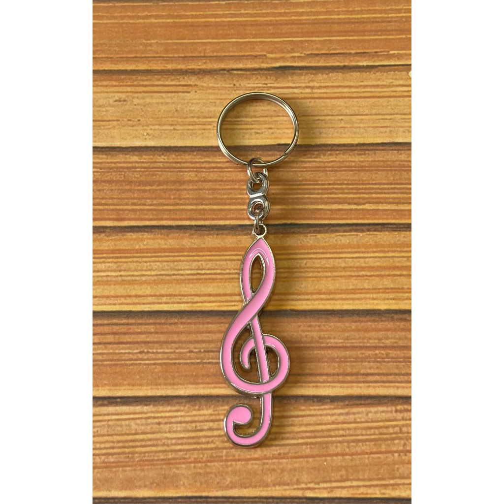 Chaveiro Clave de Sol em Metal Rosa Nota Musical