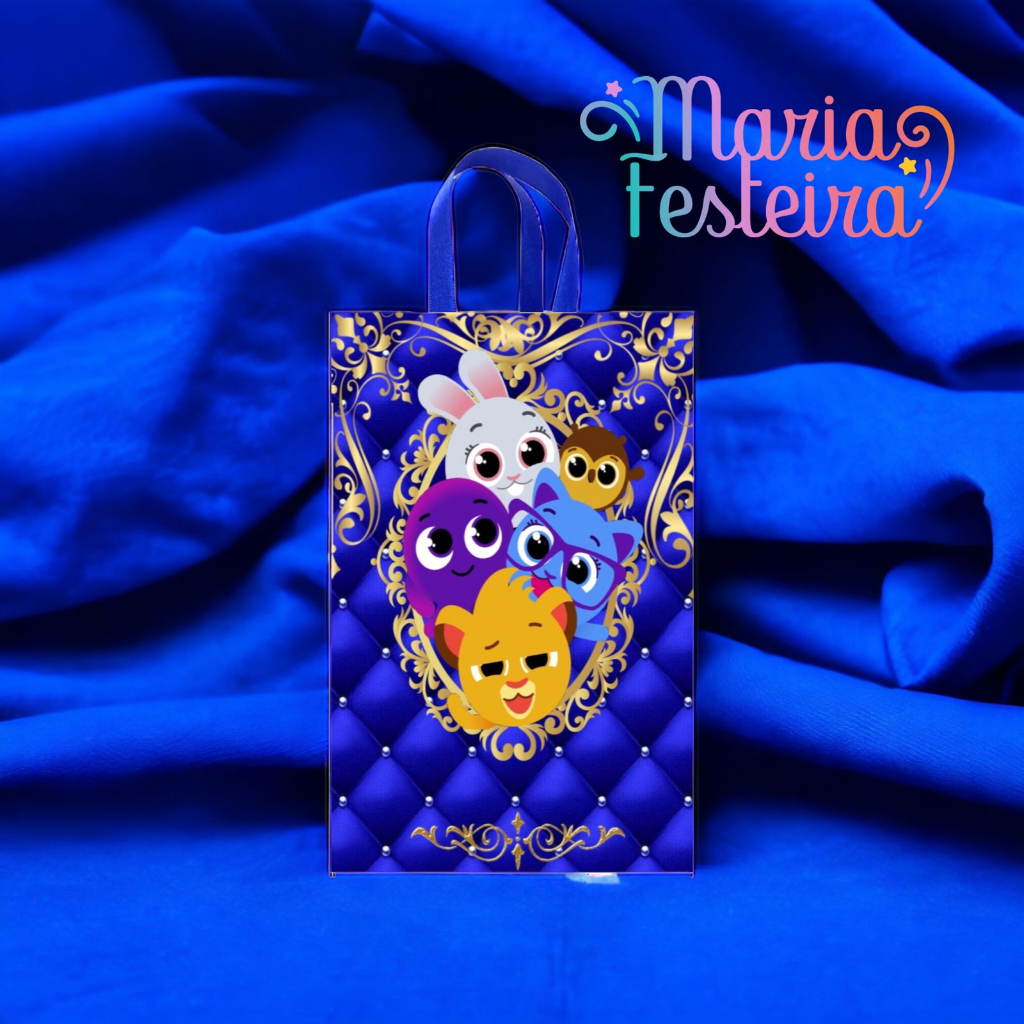 15 Sacolas Personalizadas no Tema Bolofofos no Tamanho Pequeno 16x10x4