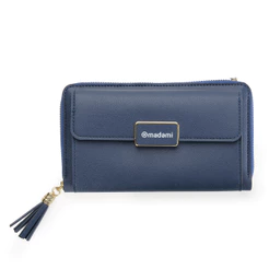 Carteira Bolsa Zíper Alça Transversal Logo personalizado Azul