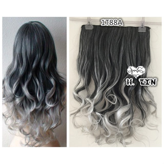 Aplique Mágico Cabelo fio Invisível Tiara cor 1t88a preto com ombre hair cinza californiana ondulado 60cm em Oferta na Shopee