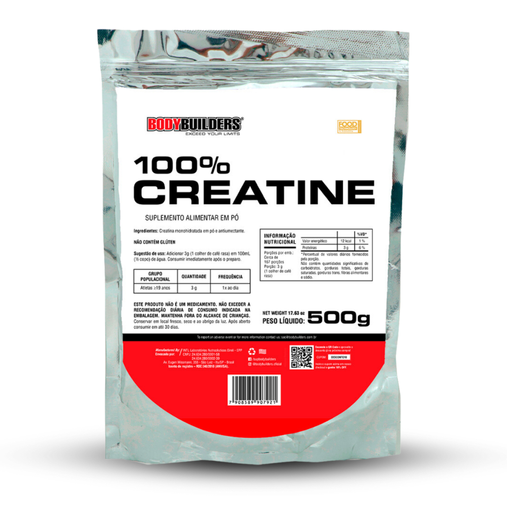 Creatina Monohiratada 100% Pura Importada 500G Bodybuilders