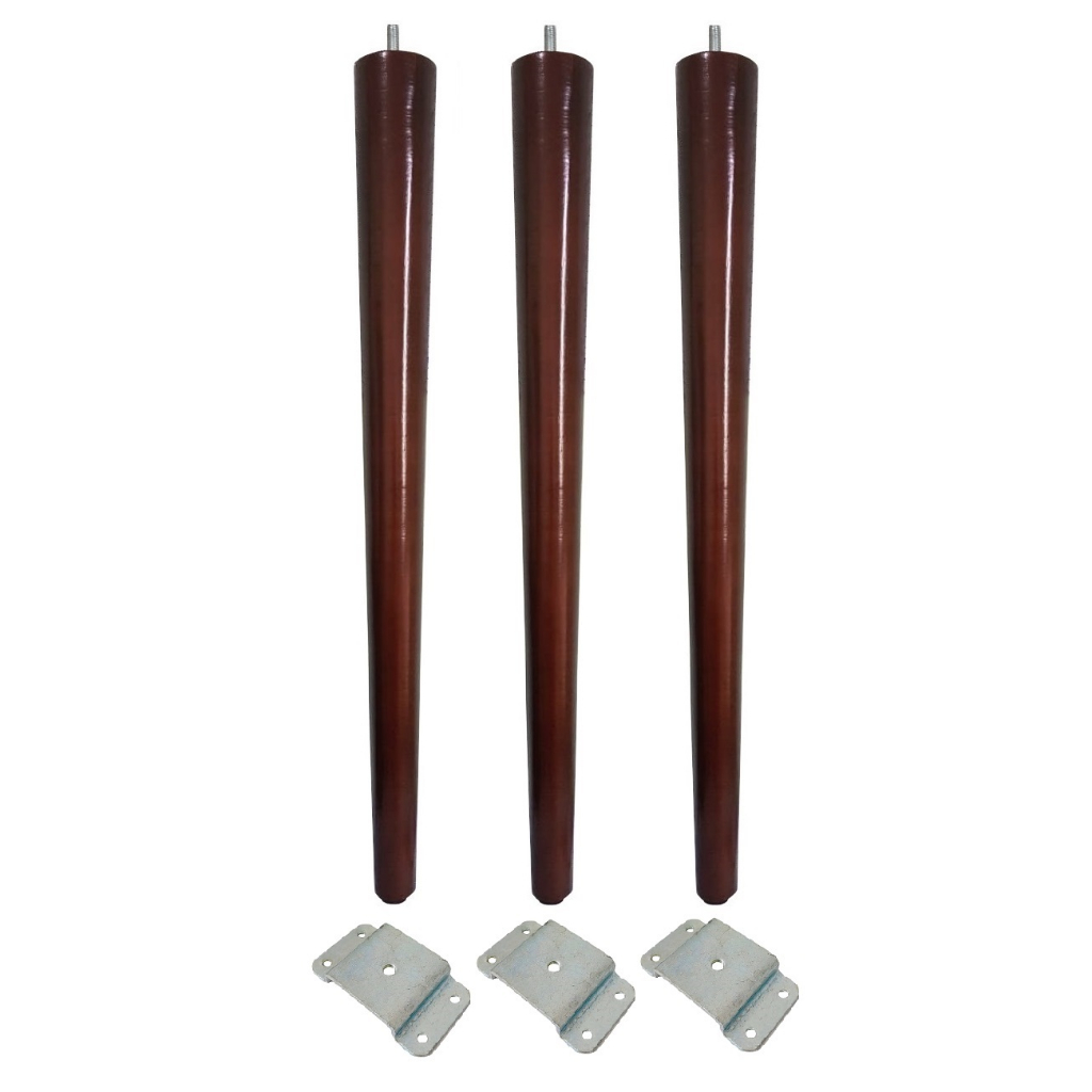 3 Pés Palito 60cm Parafuso 5/16 Madeira Pinus + 3 Chapinha Chapa Metal Reta - JT HOME