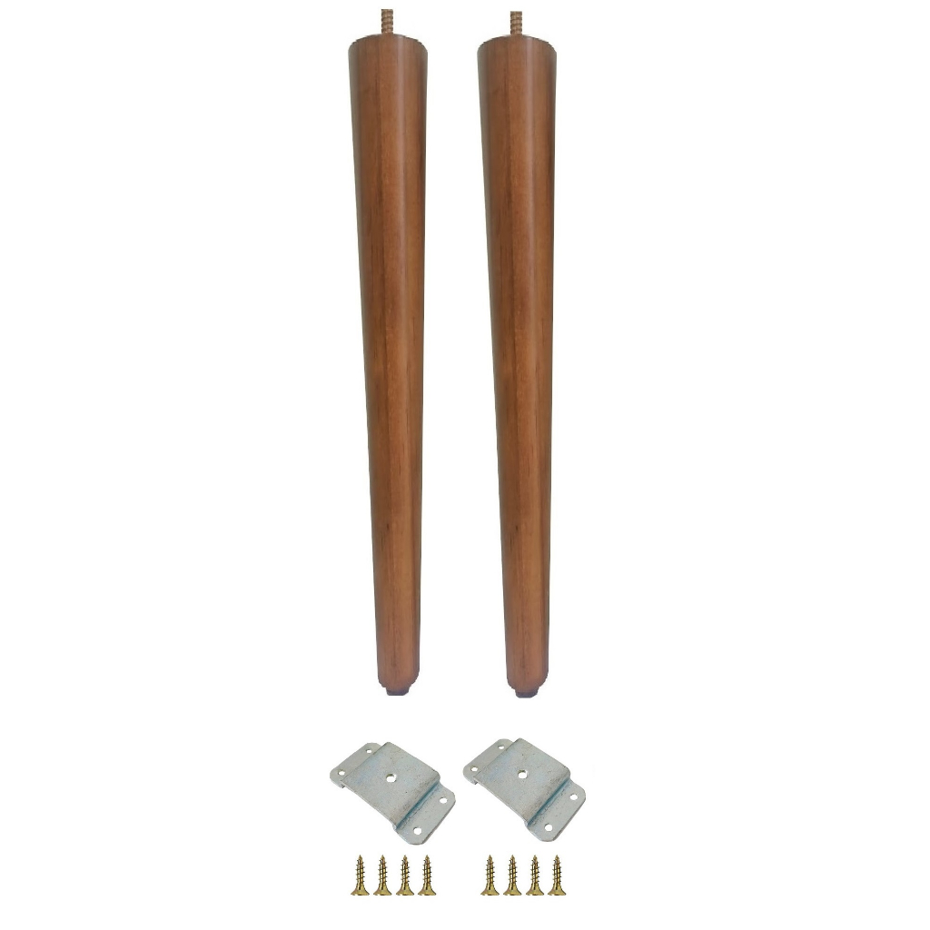 2 Pés Palito 60cm Parafuso 5/16 Madeira Pinus + 2 Chapinha Chapa Metal Reta + Parafusos - JT HOME
