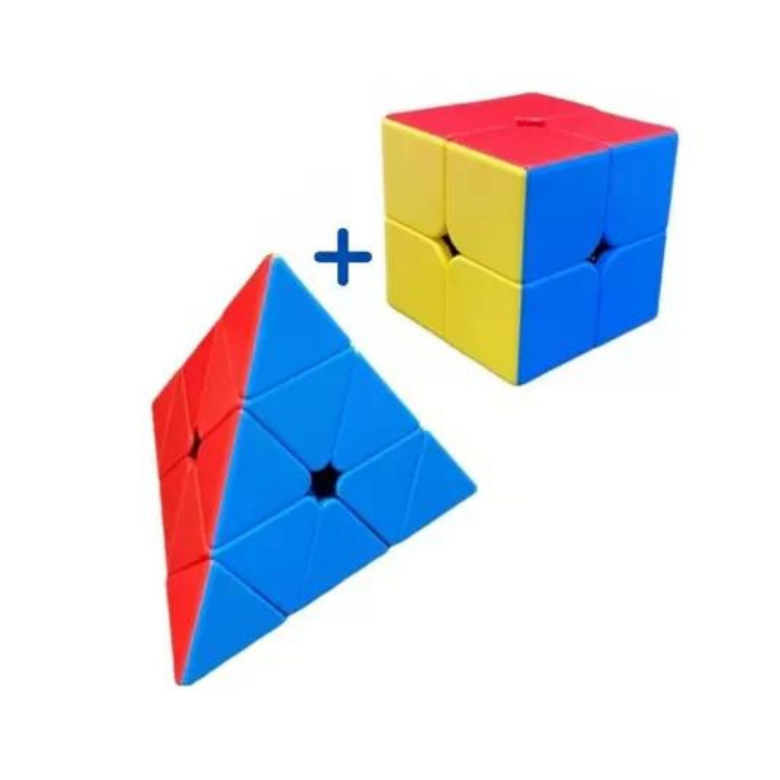 Kit Cubo Magico Moyu Meilong Profissional Pirâmide + Meilong 2x2x2 Interativo Infantil Regulado Lubrificado