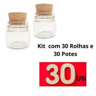 Kit C/30 Potes De Vidros 40ml c/ Tampas Rolha - Multiuso