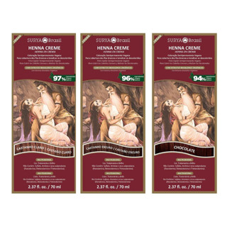 Tintura Henna Surya Creme - 70ml Cores diversas (chocolate, Castanho Escuro, Castanho Claro, Preto, Vinho e Acaju)