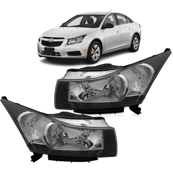 Farol Dianteiro Cruze 11 12 13 14 15 16 17 18 19 20 Cromado Com Aro Fumê Par