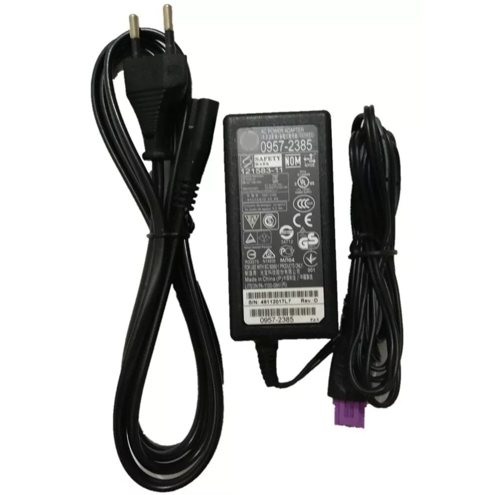 Fonte + Cabo Usb P/ Impressora Hp 2546 Deskjet 22v Plug Roxo