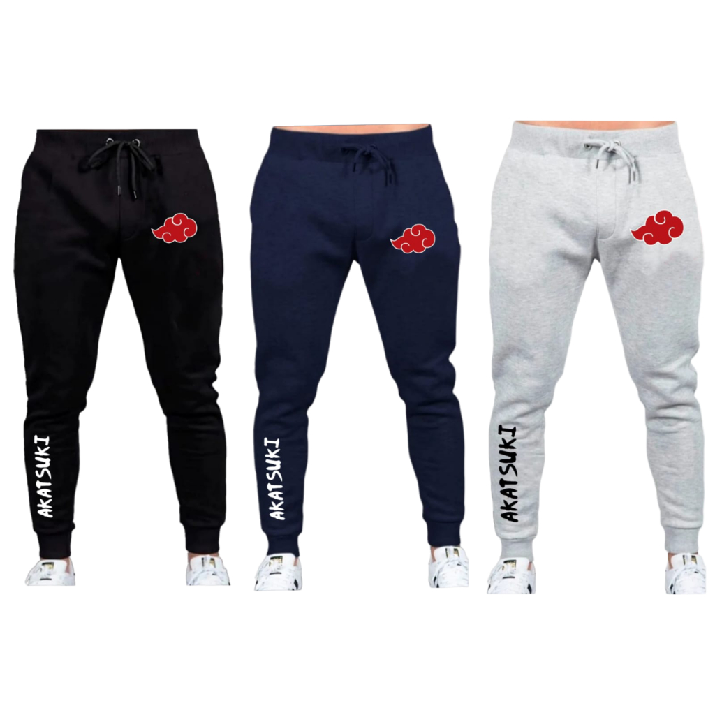 Kit 3 Calças Moletom Grosso Naruto Akatsuki Masculino Anime