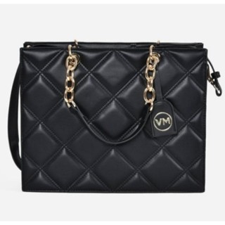 olha essa linda bolsa da Via Marte alça em corrente de mão eTransversal Grande preta e bege