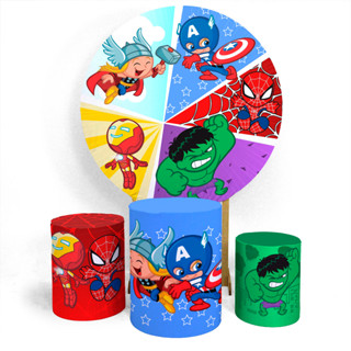 Capa Painel Vingadores + Trio Capa Cilindro Heróis Desenhos Veste Fácil