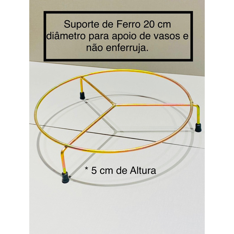 Suporte de Vasos de Plantas redondo Dourado 20 cm diâmetro de Chão Rasteiro ele não enferruja .