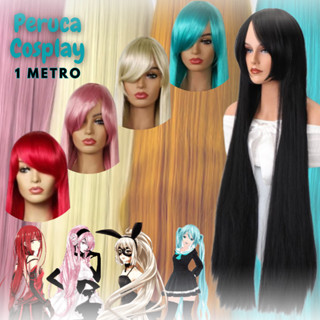Peruca Longa Lisa Cosplay 1 Metro Branca 300gr
