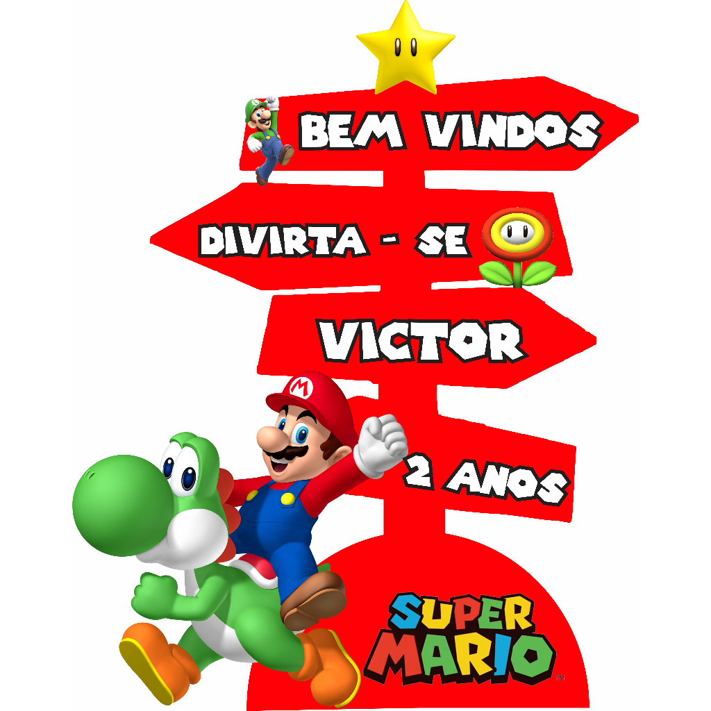 Display MDF de chão - Mario Personalizado (INFORME NOME E IDADE NO CHAT AO VENDEDOR) em Oferta na Shopee