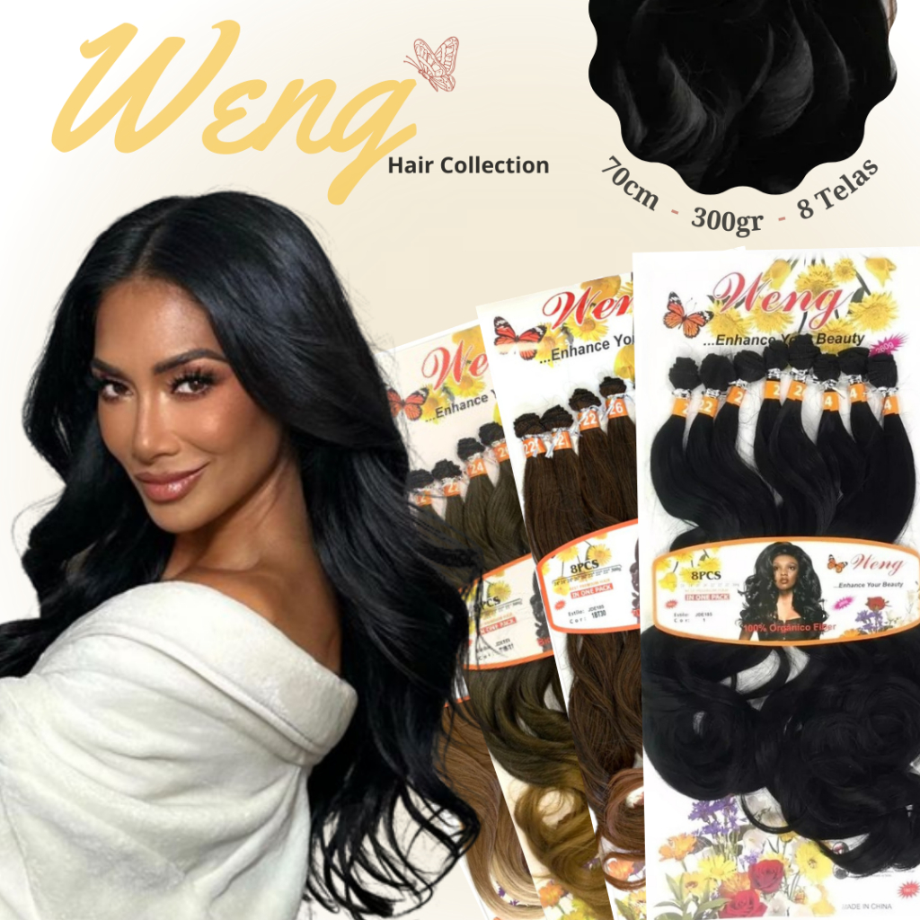 Cabelo 100% Orgânico Liso Ondulado 70cm Weng 300gr