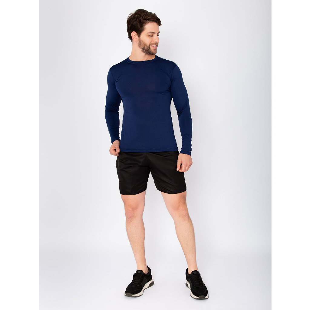 Camiseta Azul Marinho Proteção UV 50+ Blusa Segunda Pele Camisa Manga Longa