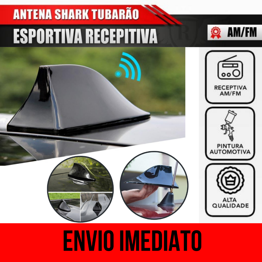 Antena Automotiva Universal Tubarão Shark Decorativa AM - FM - Pronta entrega