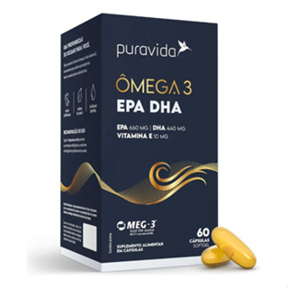 Ômega 3 Epa e Dha Vitamina E Pura Vida Meg-3, 60 Capsulas em Oferta na Shopee
