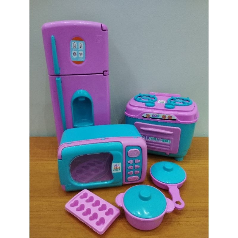 kit Cozinha Infantil Completa - Geladeira Duplex + Fogao Play Cooker com Panelinhas + Microondas - Kit 11