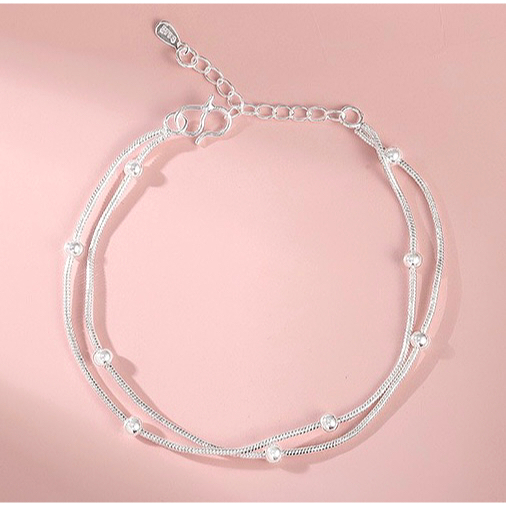Pulseira De Prata 925 Dupla Camada Contas De Prata Várias Camadas Coréia Pulseiras Jóias Da Menina Das Mulheres Quente em Oferta na Shopee