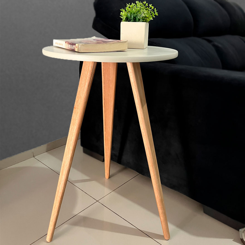 Mesa de Apoio Retrô 65cm Redonda com Pés Palito Decoração - Cores