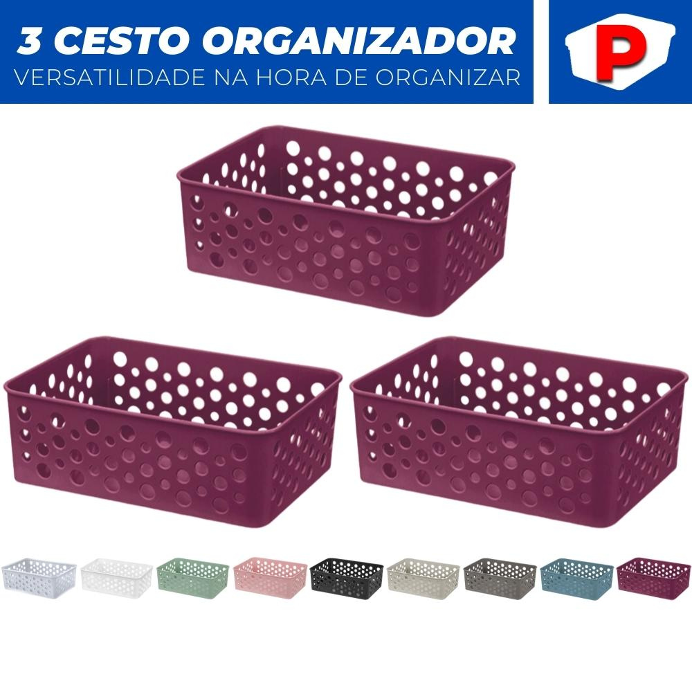 Kit 3 Cestos Organizador Armario Gaveta Lavanderia P (13x19) · foto 2