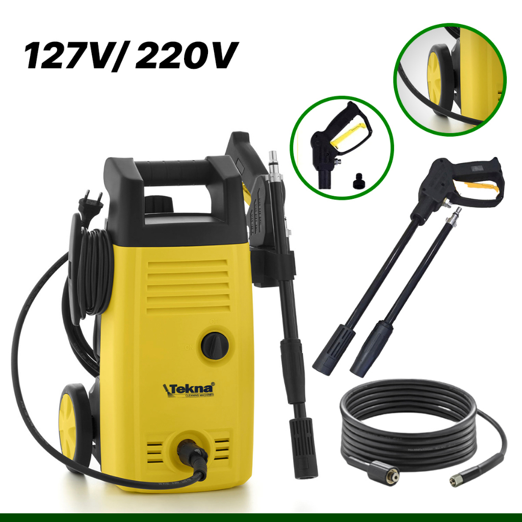 Lavadora De Alta Pressão 1400W Com Rodas, Alça E Shampoozeira HLX110VC - Tekna