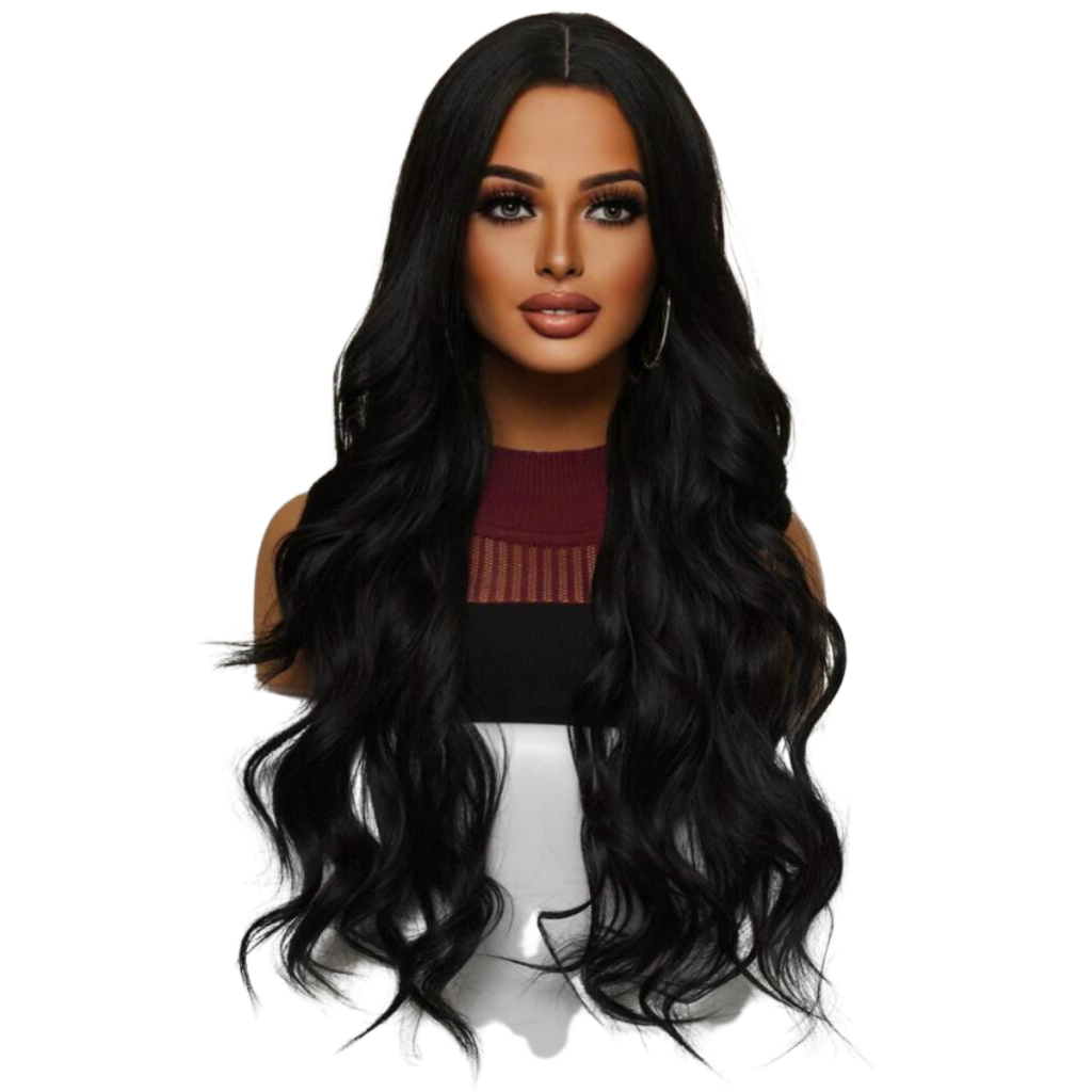 Peruca Bio Orgânica Pode Pranchar Ondulada Sem Franja Preta em Oferta na Shopee
