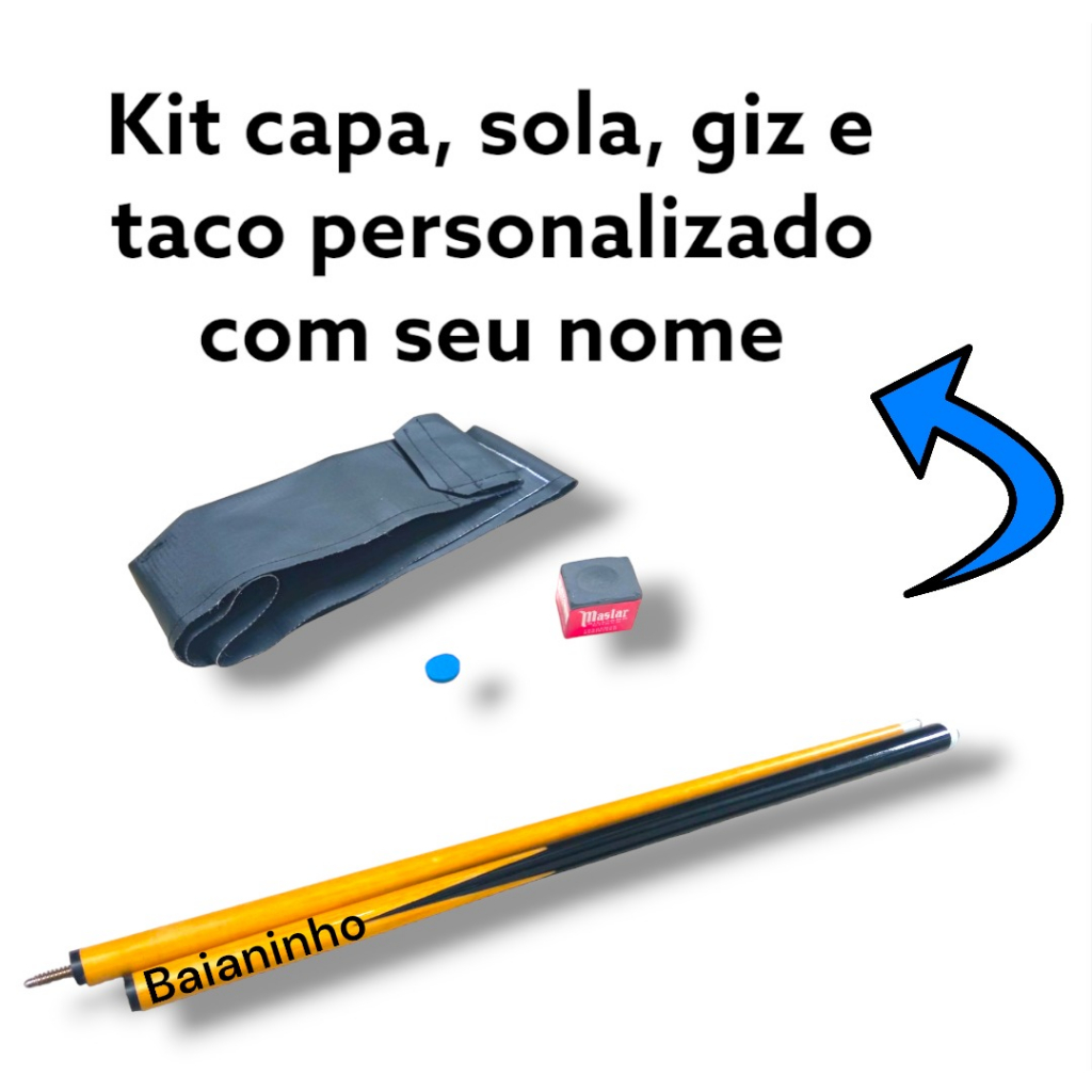 Taco de sinuca bilhar taco personalizado com nome profissional COMPLETO PREMIUM em Oferta na Shopee