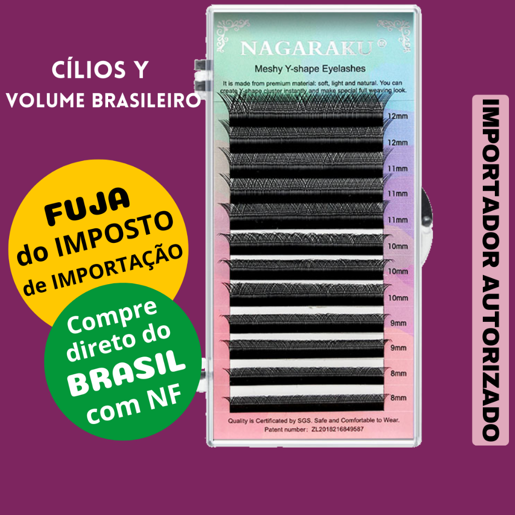 Cílios Y Nagaraku Volume Brasileiro MIX e Individual YY Curvatura C e D - Original Envio Ráprido