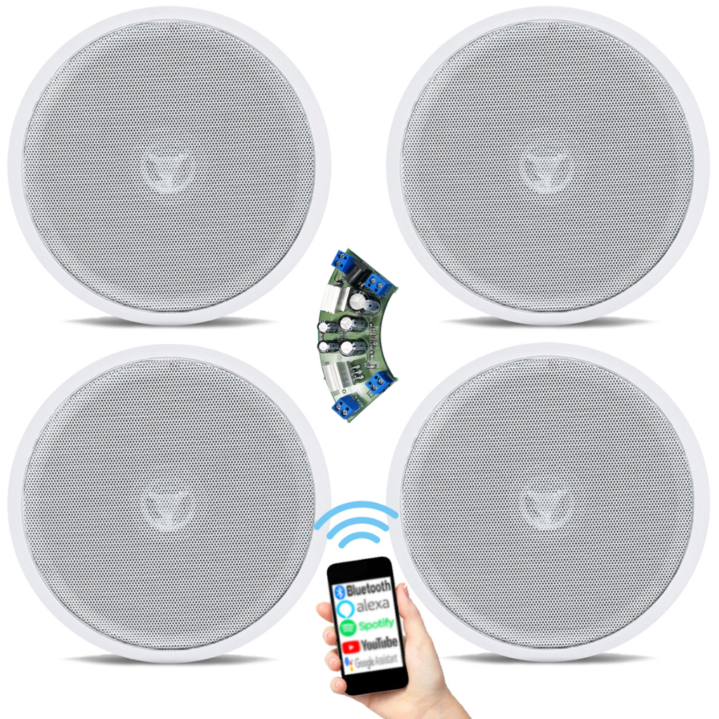 Amplificador Bluetooth Som Ambiente + 4 Caixas Teto Embutir em Oferta na Shopee