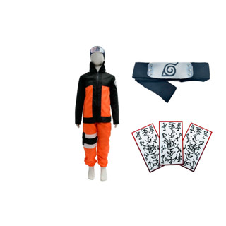 Fantasia Uzumaki Naruto Cosplay Infantil e Juvenil Com Bandana Roupa do Naruto