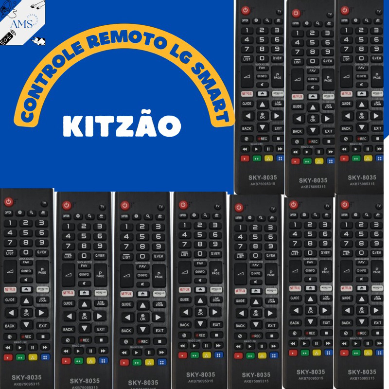 Kit de Controle Compatível Com LG Tv Smart 4k Led Lcd Plasma C/ Netflix Amazon