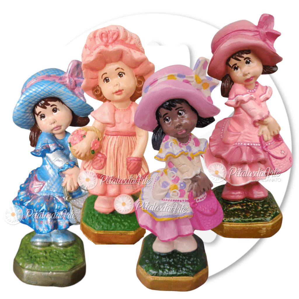 Estátua Erê menina Mariazinha Rosinha Joaninha 16cm criança