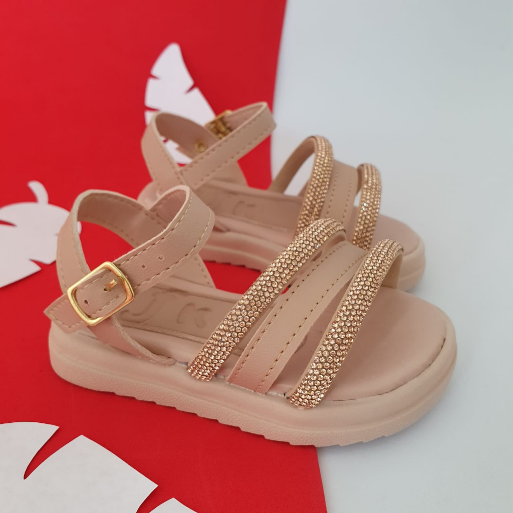 Sandália Menina Infantil 3 Tiras Strass Feminina Estilosa em Oferta na Shopee