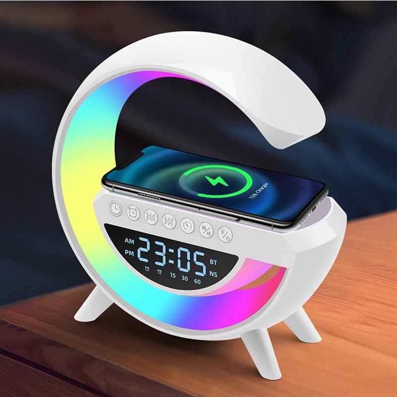 Caixinha De Som G-speaker smart station Carregador Indução Sem Fio Multifunçao Altofalante Bluetooth pra iphone e android iluminaria