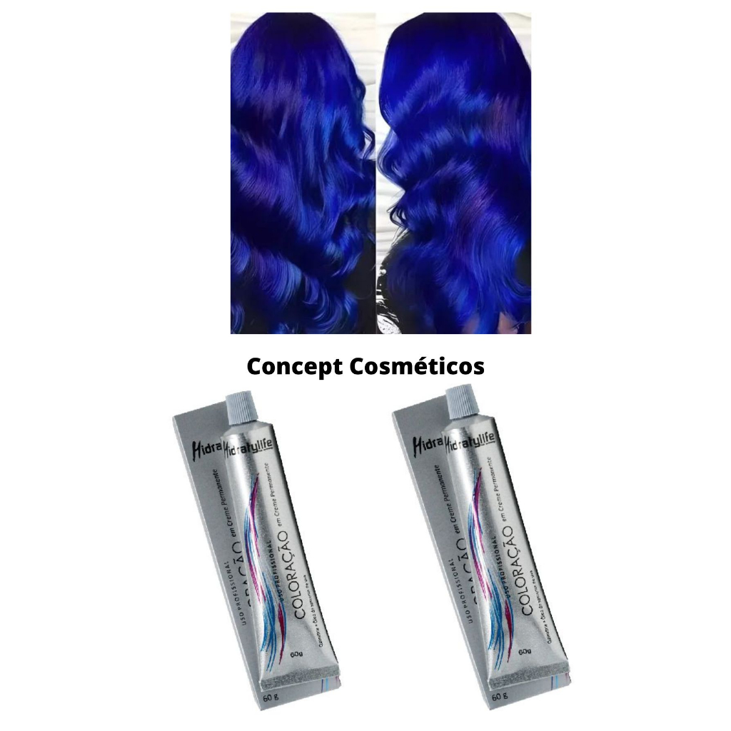 Tinta Pra Cabelo Royal Azul Mairibel 60 g Cabelo Azul Coloração 2 Unidades
