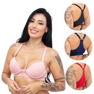 Kit 5 Top sutiã nadador com bojo reforçado fecho na frente sutien fecho frontal sutiã reforçado com bojo - lafar