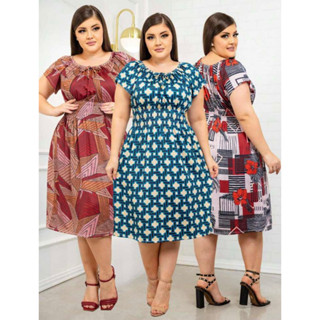Kit Com 3 Vestido Ciganinha Liganete Plus Size
