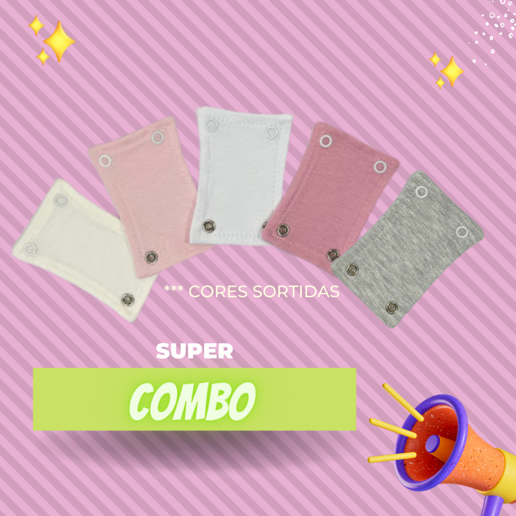 Extensor Alongador De Body De Bebê 2 Botões -  Kit 6 Peças