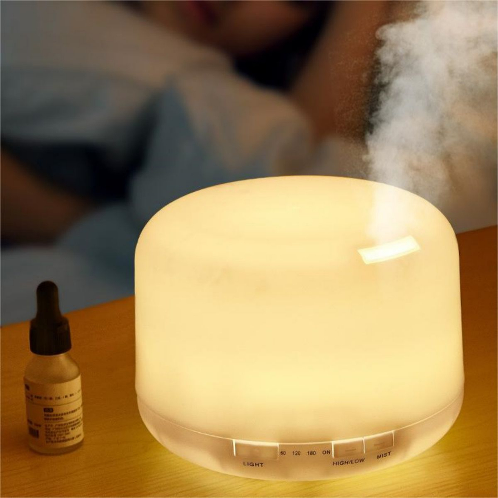 Difusor De Aromas Elétrico Umidificador Aromatizador Ar 500ml 300ml Essencial Óleo 7 Cores LED Com Controle em Oferta na Shopee